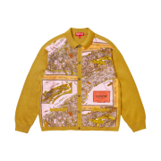 Supreme Silk Map Cardigan Mustard - 23FW
