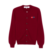 Play Comme des Garcons Double Heart Cardigan Red
