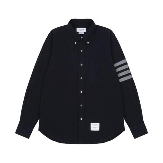 MWL272A-05245-415 Thom Browne Solid Flannel 4-Bar Straight Fit Shirt Navy