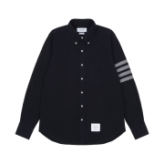 Thom Browne Solid Flannel 4-Bar Straight Fit Shirt Navy