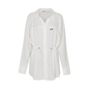 (W) Bohemian Seoul Open Collar String Shirt Ivory