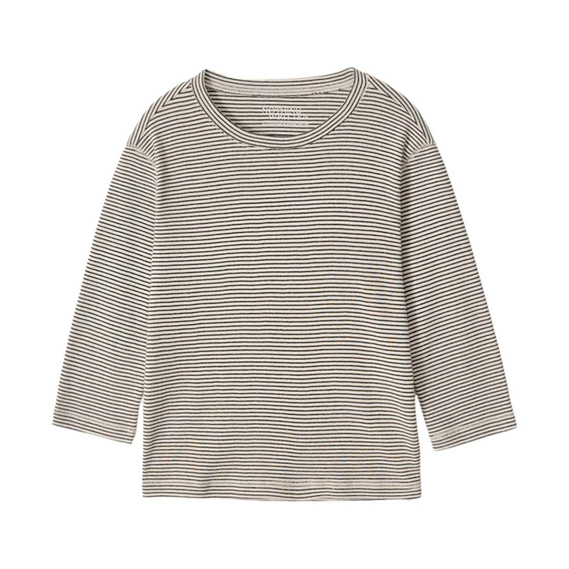 (W) 낫띵 리튼 스트라이프 코튼 티셔츠 블랙((W) Nothing Written Striped Cotton T-Shirt Black)