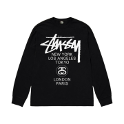 Stussy World Tour LS T-Shirt Black 2023