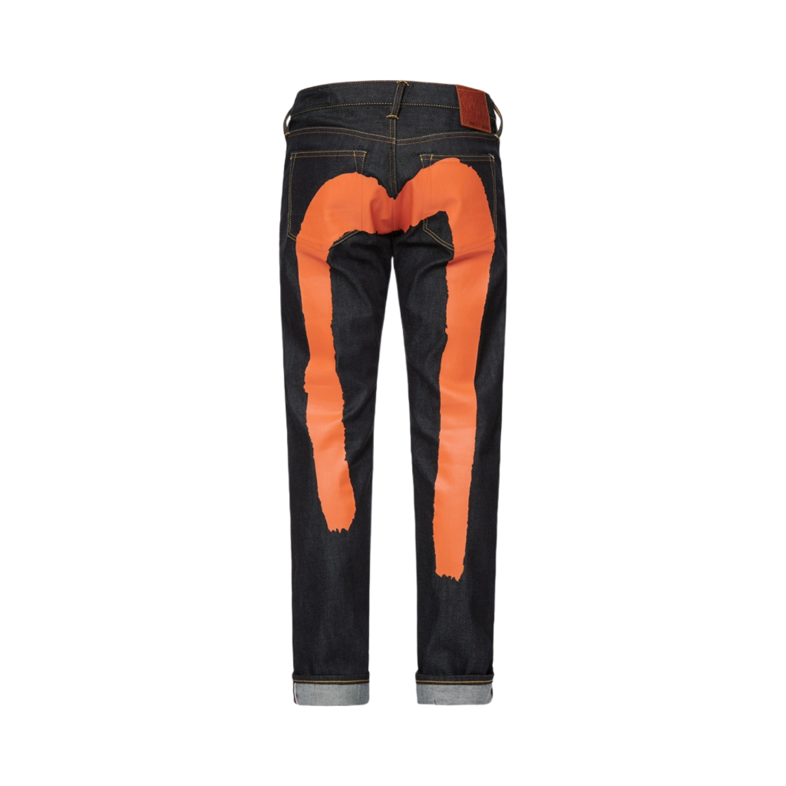 에비수 브러쉬스트로크 다이콕 슬림 스트레이트 핏 진 오렌지(Evisu Brushstroke Daicock Slim Straight Fit Jeans Orange)