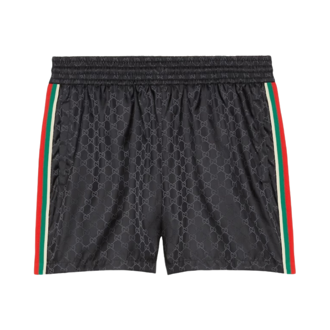 699084-XHAFX-1000 Gucci GG Jacquard Nylon Swim Shorts Black