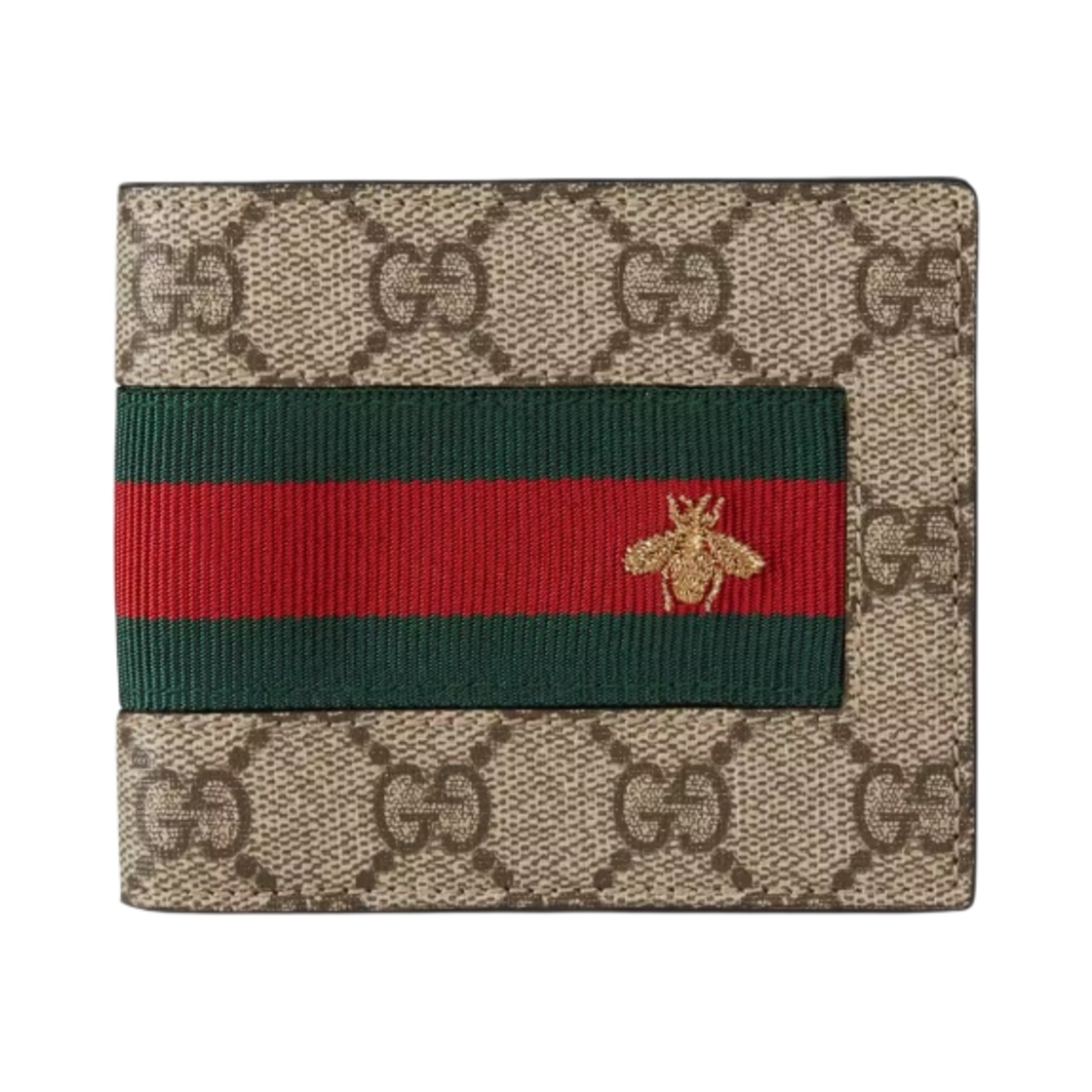 408827-KLQCN-8461 Gucci GG Web Wallet Beige Ebony