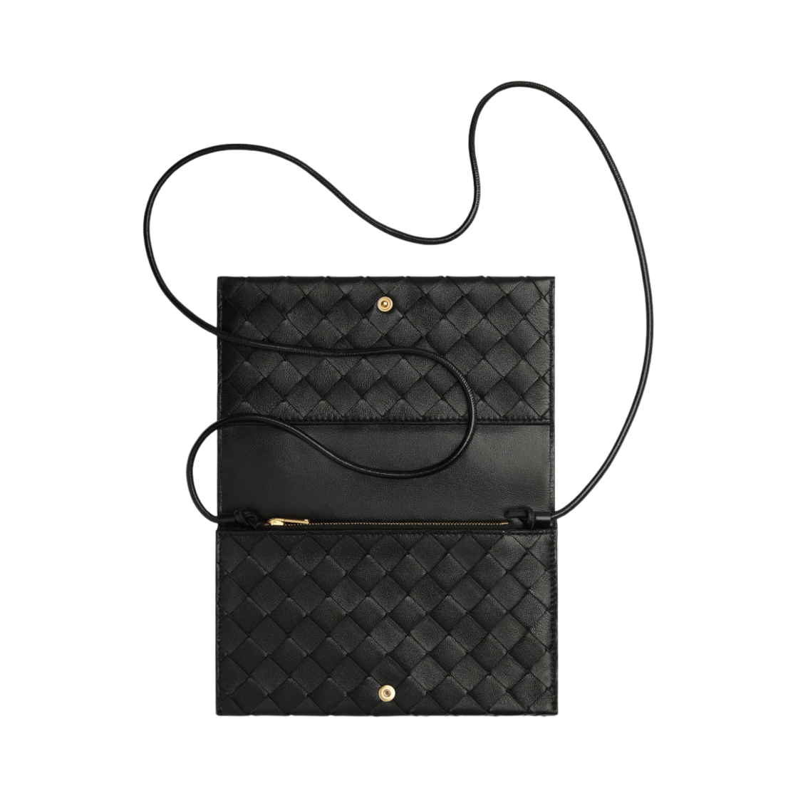 보테가 베네타 인트레치아토 스트랩 지갑 블랙(Bottega Veneta Intrecciato Wallet on Strap Black) - 3