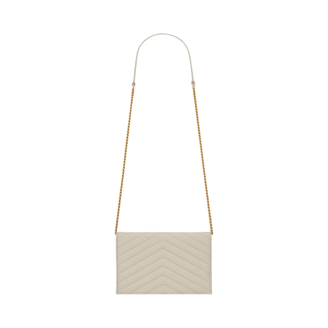 생로랑 그랑 드 뿌드르 엠보스드 레더 카산드라 마틀라세 엔벨로프 체인 지갑 크리마 소프트(Saint Laurent Cassandre Matelasse Envelope Chain Wallet in Grain de Poudre Embossed Leather Crema Soft) - 3