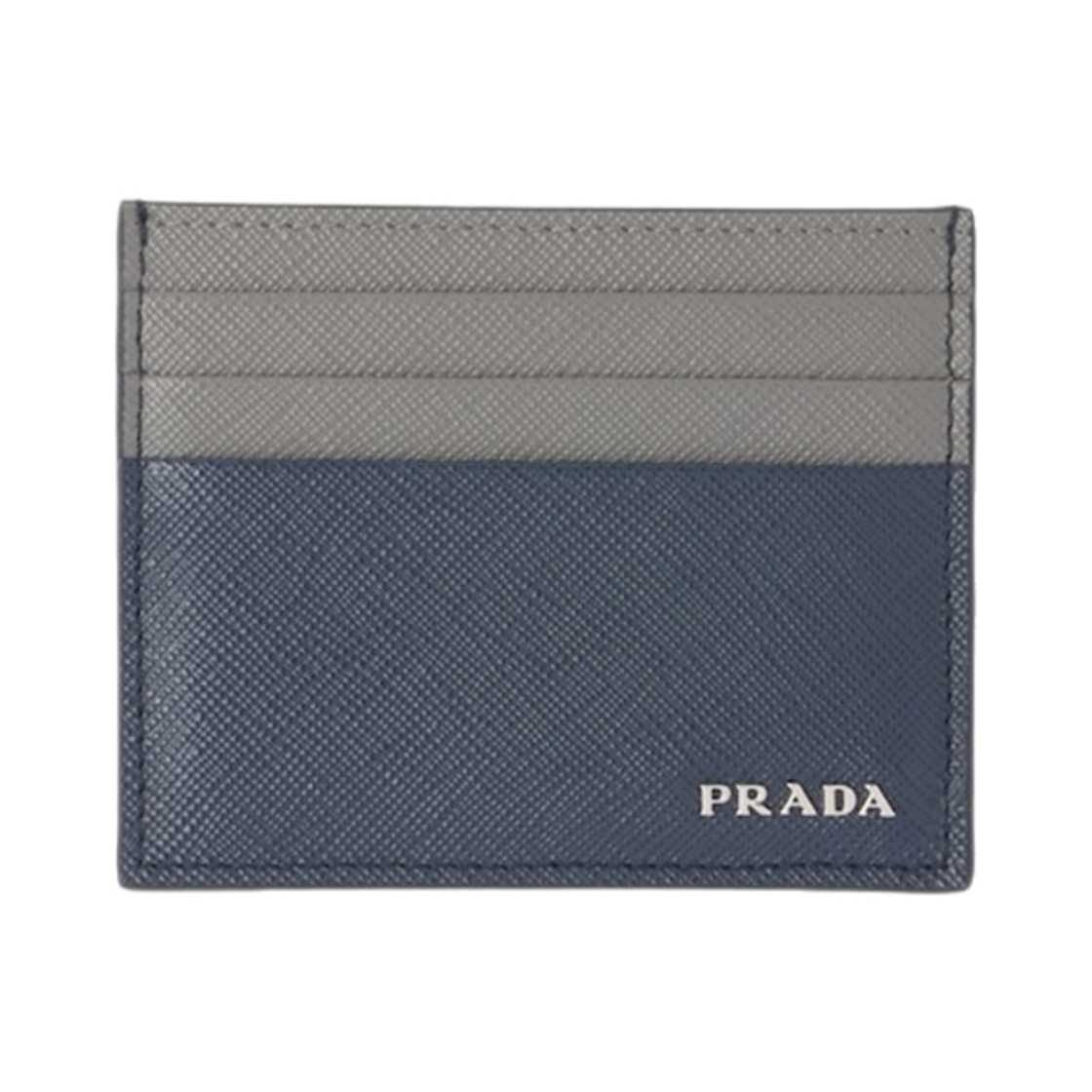 2MC025-C5S-F0KM3 Prada Saffiano Leather Card Holder Baltic Blue Marble Gray