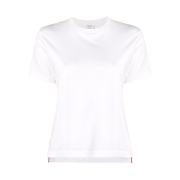 (W) Thom Browne Lightweight Jersey Relaxed Fit Logo Patch Short Sleeve T-Shirt White