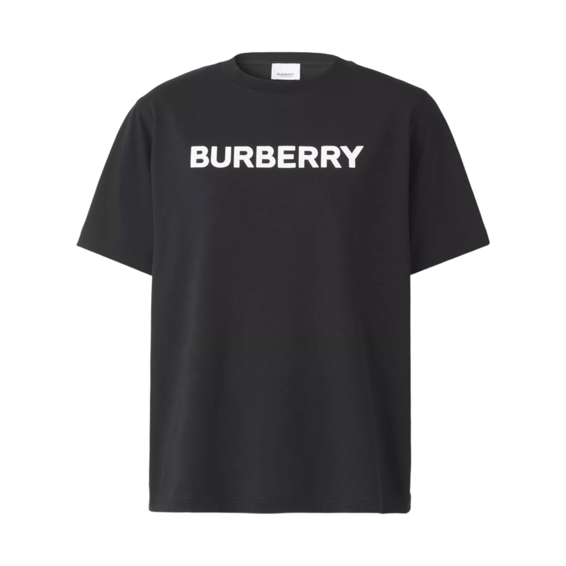 (W) 버버리 로고 프린트 코튼 티셔츠 블랙((W) Burberry Logo Print Cotton T-Shirt Black)