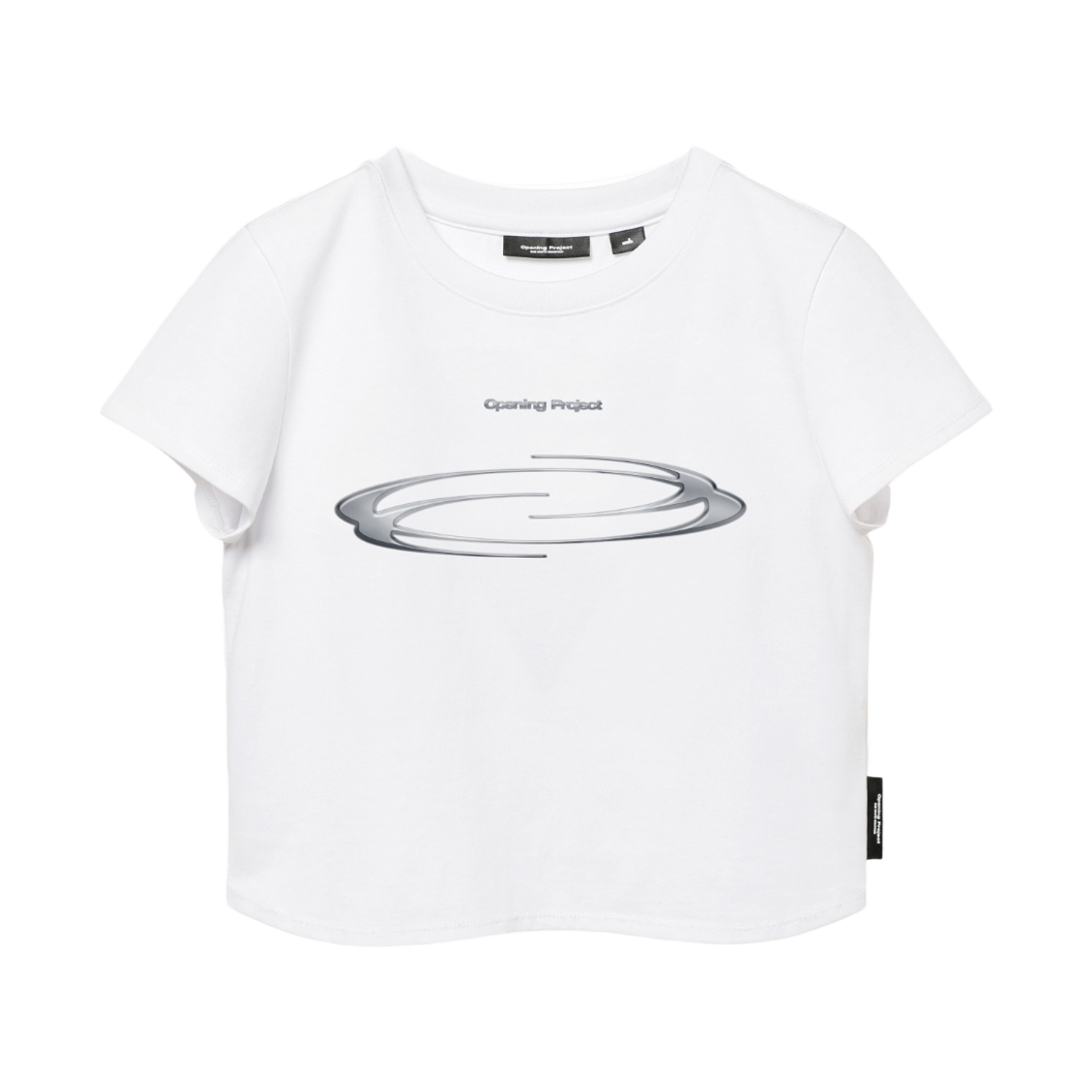 오프닝프로젝트 여성 크롭 심볼 티셔츠 3D 흰색