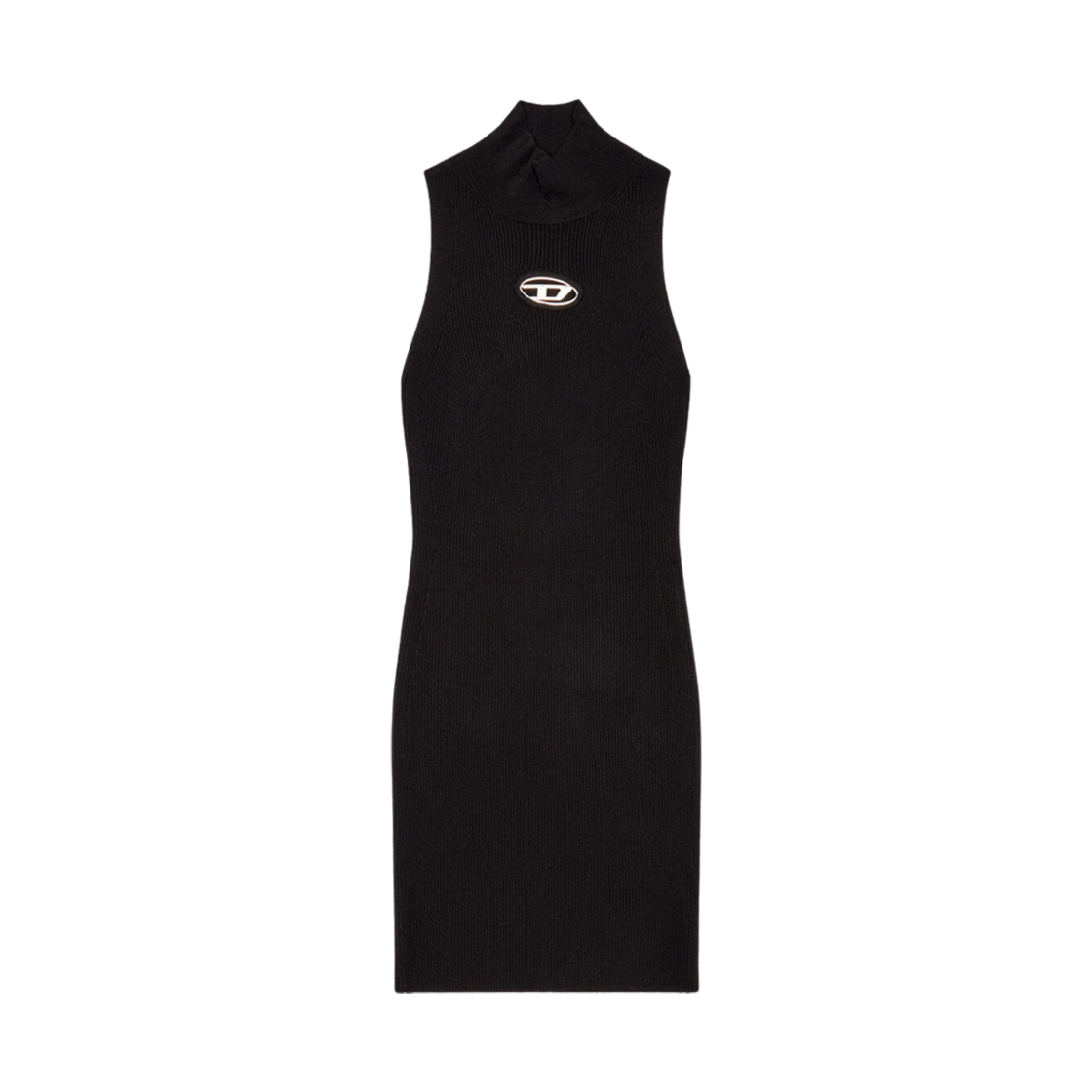 A123960DLAX-9XX (W) Diesel M-Onervax Short Turtleneck Dress In Ribbed Knit Black