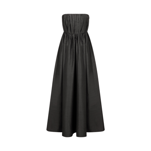 (W) Dior Long Dress Black Silk Taffeta