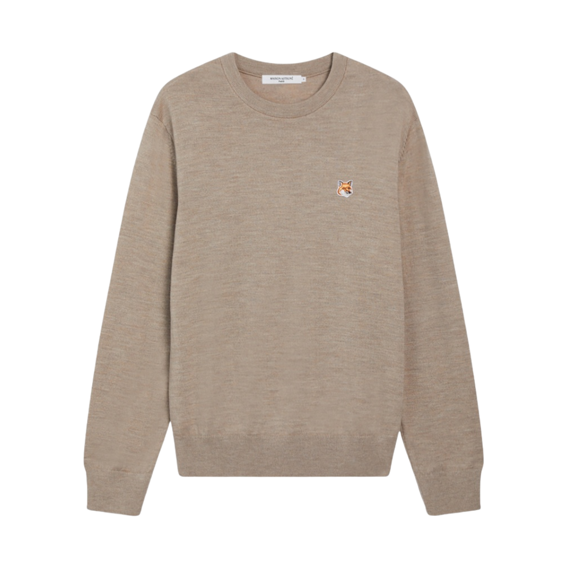 메종 키츠네 폭스 헤드 패치 레귤러 라운드넥 풀오버 니트 베이지 멜란지(Maison Kitsune Fox Head Patch Regular R-Neck Pullover Knit Beige Melange) - 1
