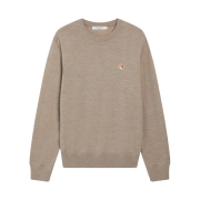 Maison Kitsune Fox Head Patch Regular R-Neck Pullover Knit Beige Melange