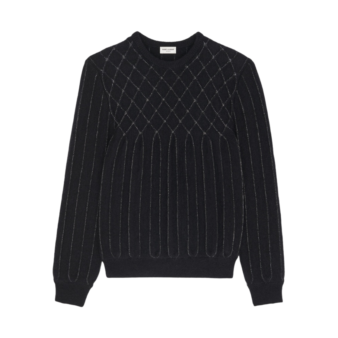 생로랑 루렉스 니트 스웨터 느와르 에 아젠트(Saint Laurent Sweater in Lurex Knit Noir Et Argent) - 1