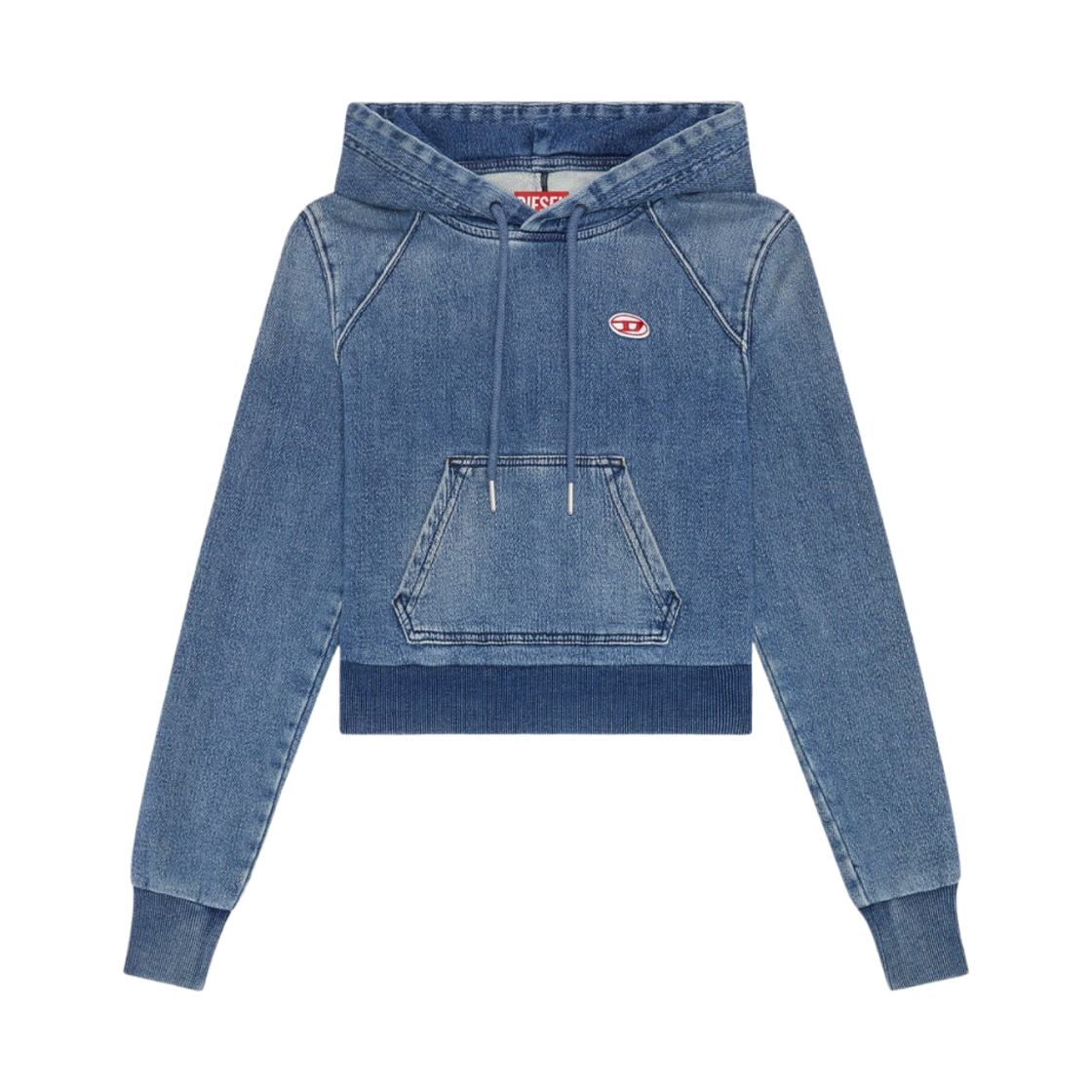 (W) 디젤 D-앤지 트랙 데님 후드 다크 블루((W) Diesel D-Angy Track Denim Hoodie Dark Blue)