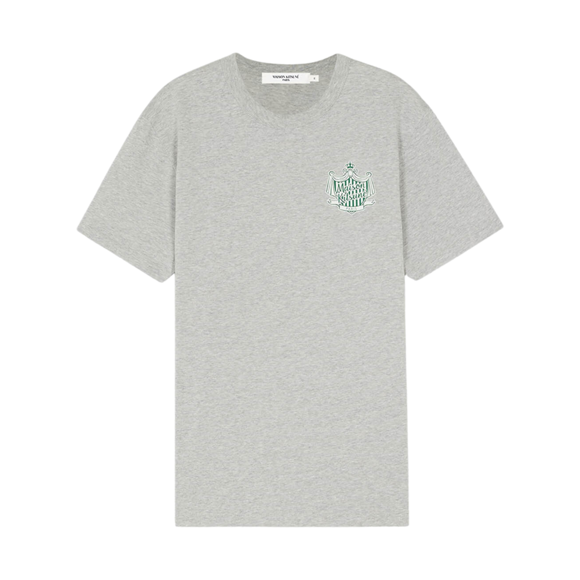 KM00142KJ0008-H120 Maison Kitsune Crest Regular T-Shirt Light Grey Melange