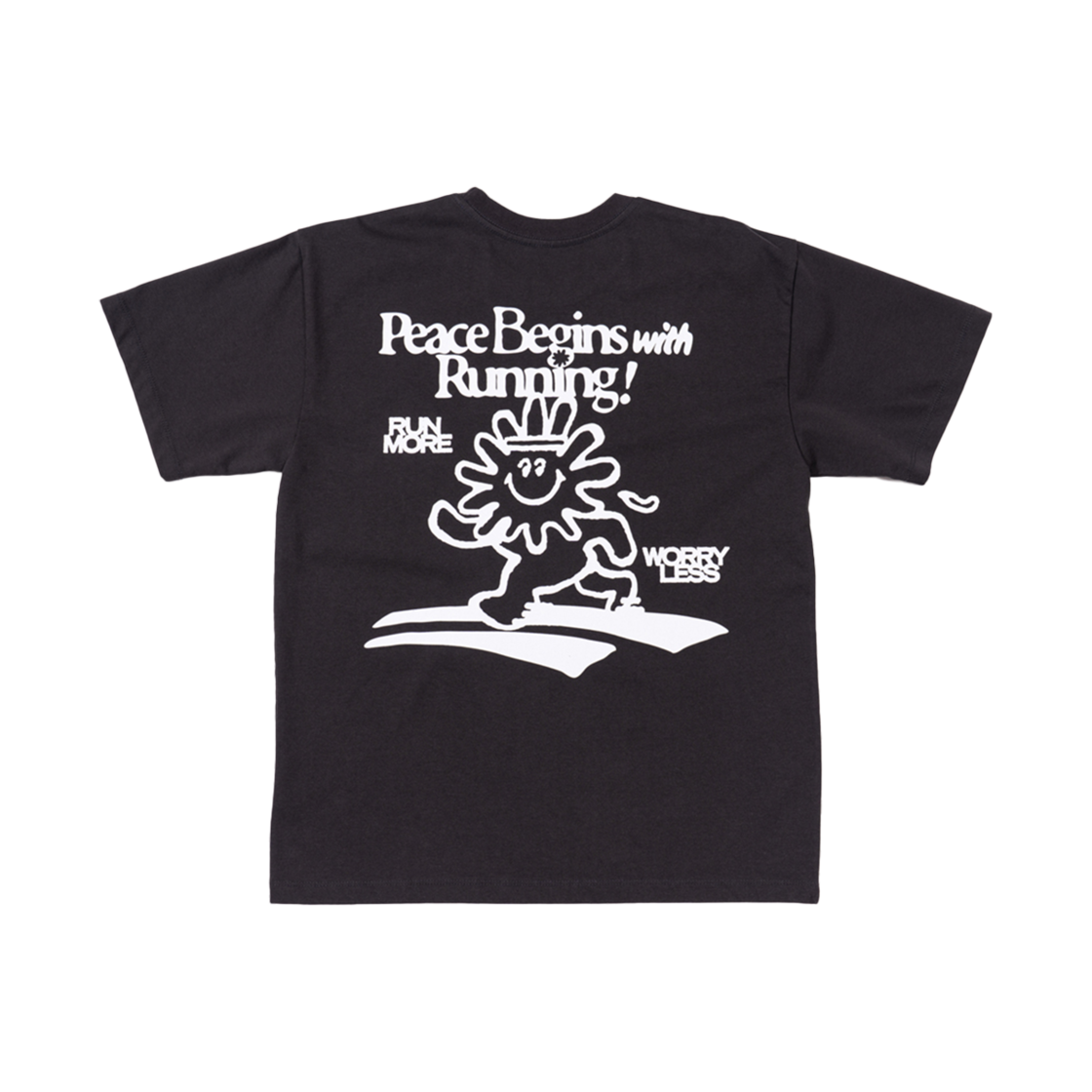 빅웨이브 컬렉티브 피스 비긴스 위드 런닝 애슬레져 반팔티 블랙(Bigwave Collective Peace Begins With Running Athleisure Tee Jet Black) - 1