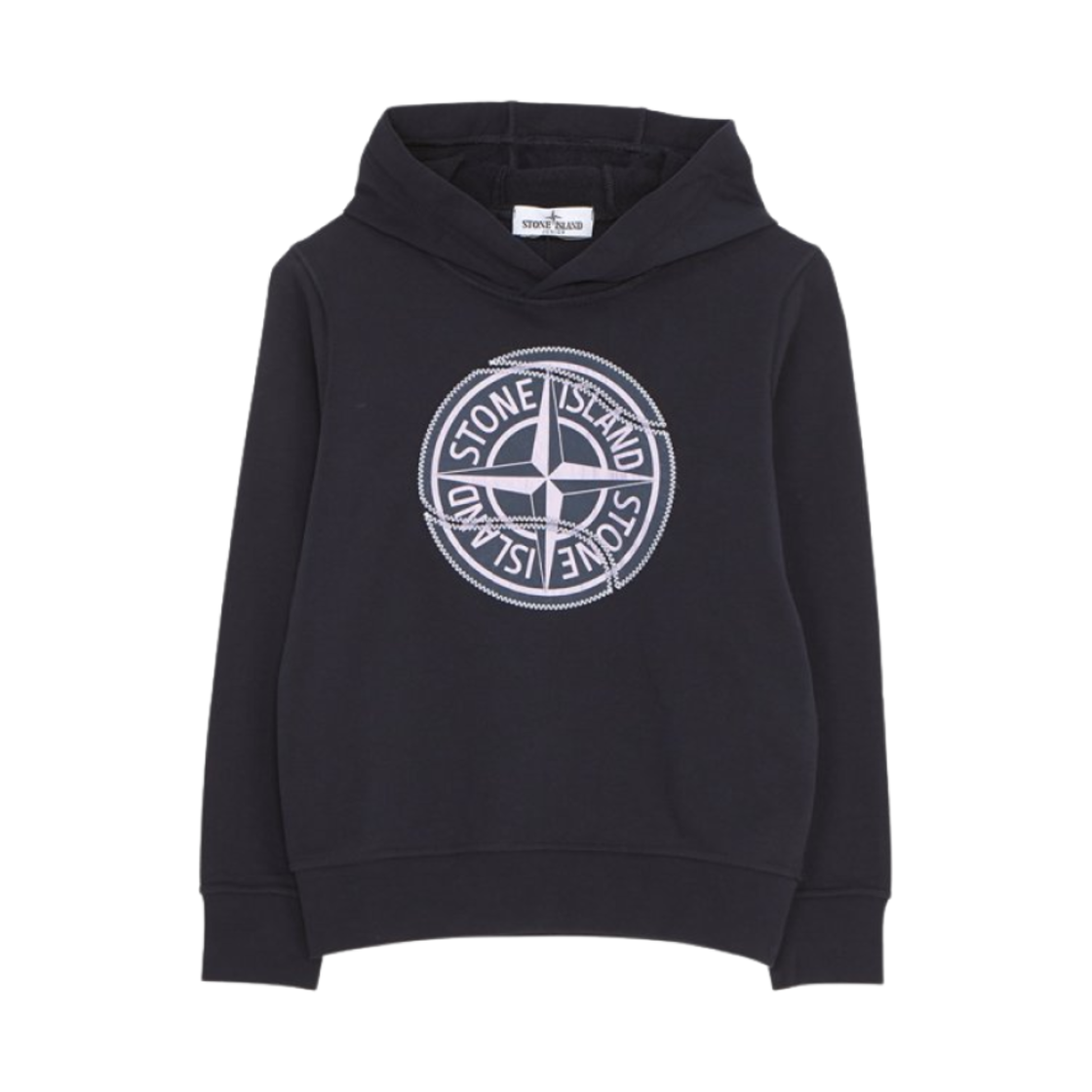 781662875-V0020 (Kids) Stone Island 62875 Logo Hooded Sweatshirt Navy Blue - 23SS