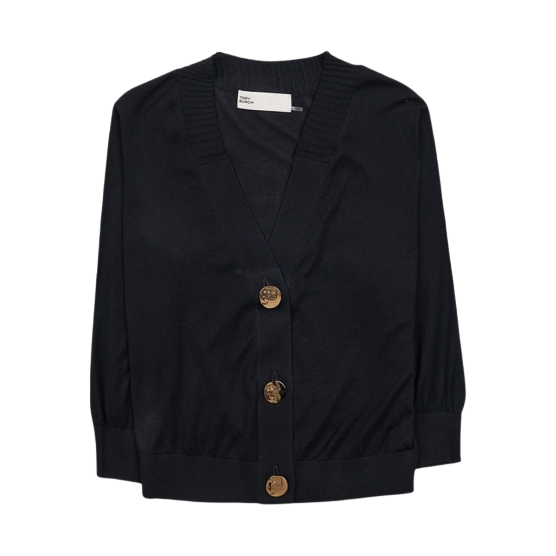 148324-001 (W) Tory Burch Cropped Cotton Cardigan Black