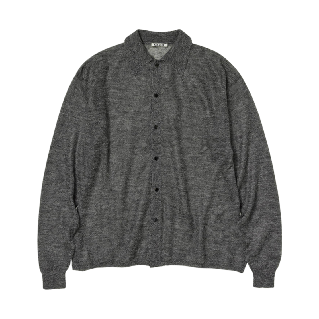 오라리 키드 모헤어 쉬어 니트 셔츠 가디건 탑 차콜(Auralee Kid Mohair Sheer Knit Shirt Cardigan Top Charcoal) - 1