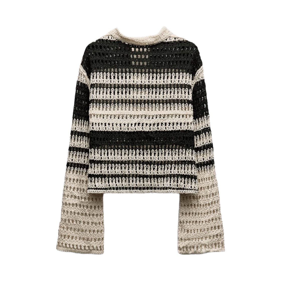 W) 자라 스트라이프 크로쉐 셔츠 탑 블랙 화이트 | Zara | KREAM