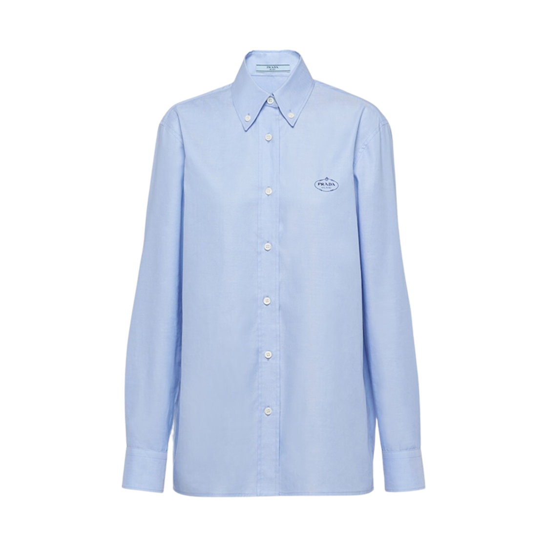 (W) 프라다 옥스포드 코튼 셔츠 라이트 블루((W) Prada Oxford Cotton Shirt Light Blue) - 1