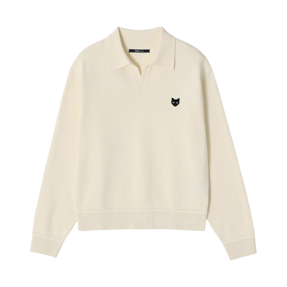 SH2KT810IV Songzio Zzero Emblem Open Collar Knit Ivory