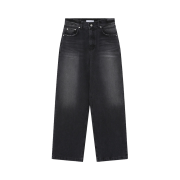 SLOW RECORD HOUSE Washed Wide Denim Pants Black