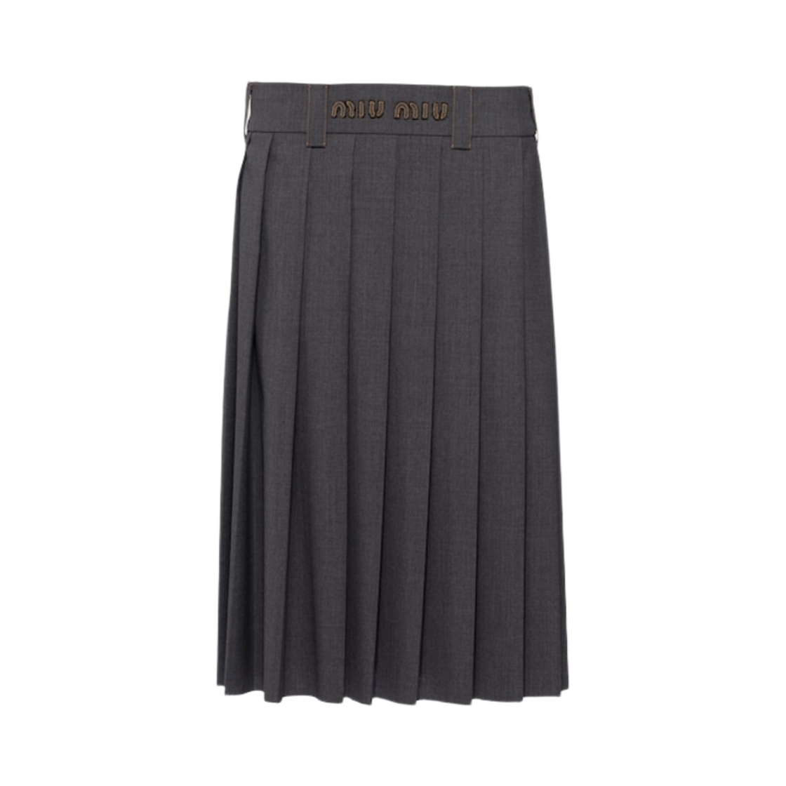 (W) 미우 미우 라이트 울 스커트 슬레이트 그레이