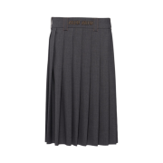 (W) Miu Miu Light Wool Skirt Slate Gray