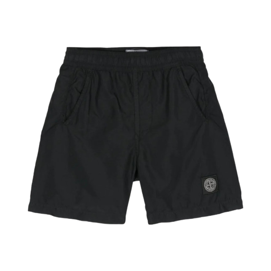 8016B0346-V0029 (Kids) Stone Island B0346 Logo Patch Swim Shorts Black - 24SS