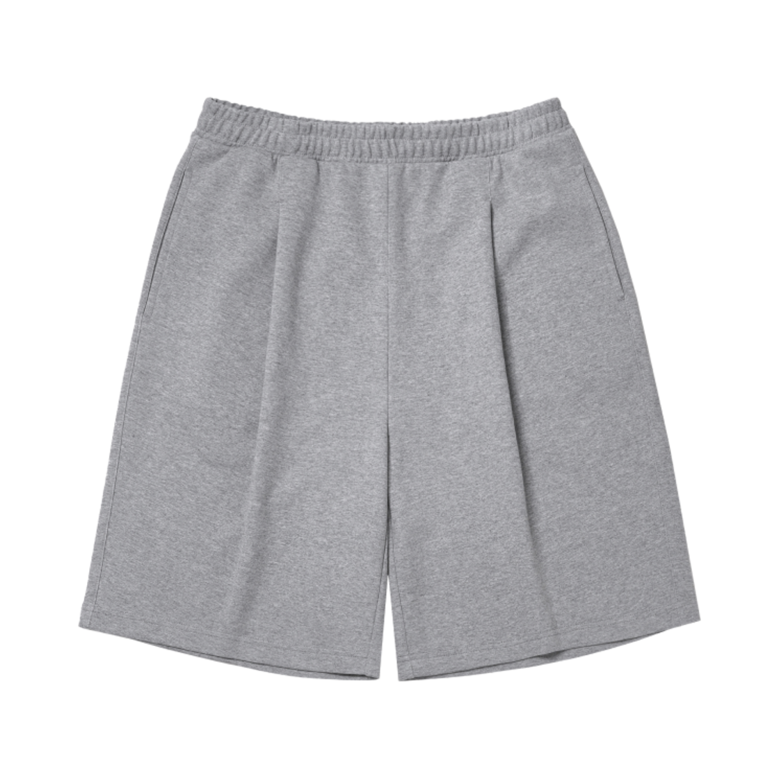 무신사 스탠다드 더블 니트 원 턱 와이드 스웨트쇼츠 멜란지 그레이(Musinsa Standard Double Knit One Tuck Wide Sweatshorts Melange Grey)