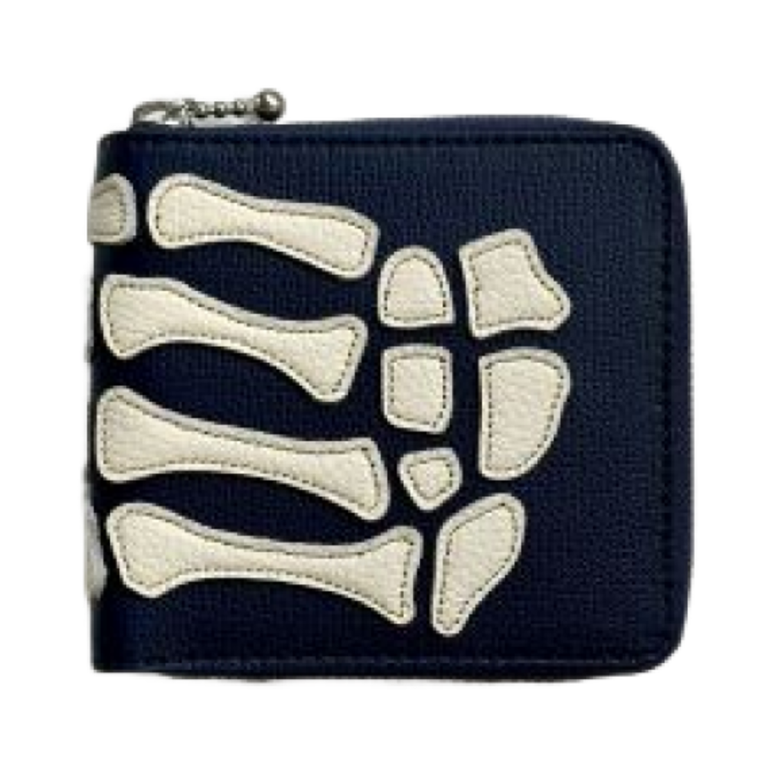 K2503XG522 Kapital Thumbs Up Bone Hand Zip Wallet Navy