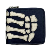 Kapital Thumbs Up Bone Hand Zip Wallet Navy