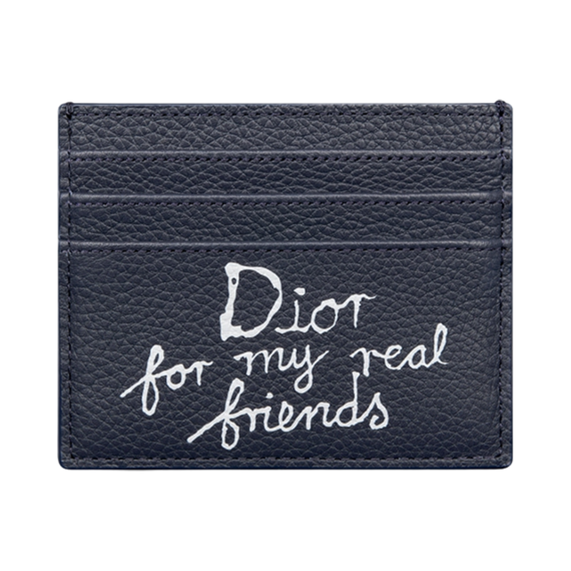 2ESCH135FRY-H524 Dior x Hylton Nel Card Holder Grained Calfskin with Print Navy Blue White
