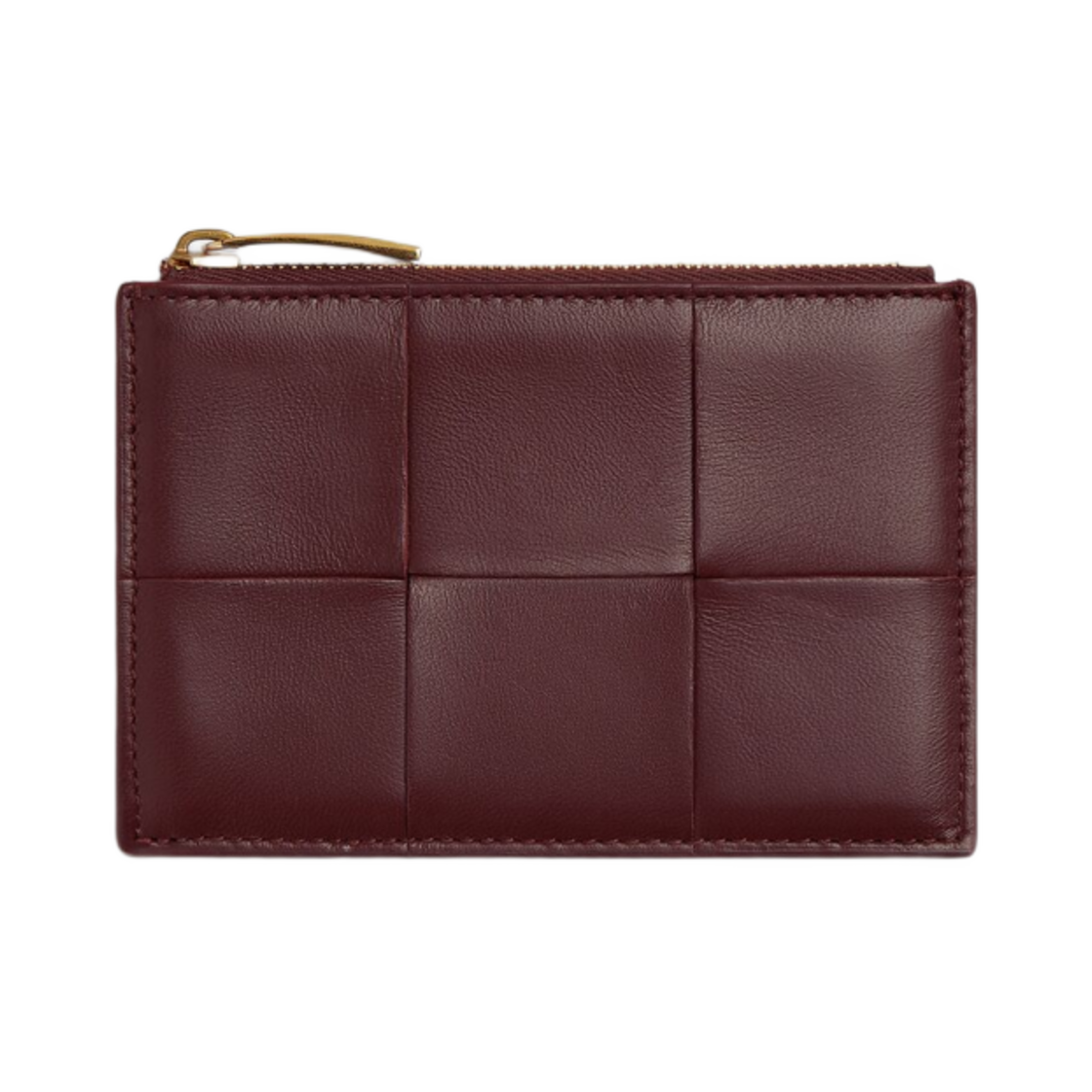 765460VCQCB2149 Bottega Veneta Cassette Zippered Card Case Madder Brown Rosewood
