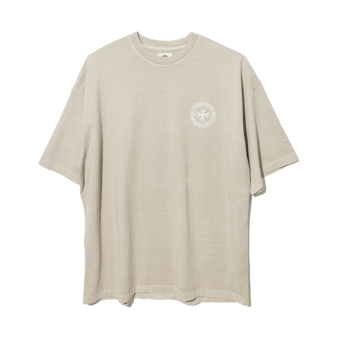 펀치 드렁크 파티즈 서클 로고 가먼트 다이드 티 오트밀