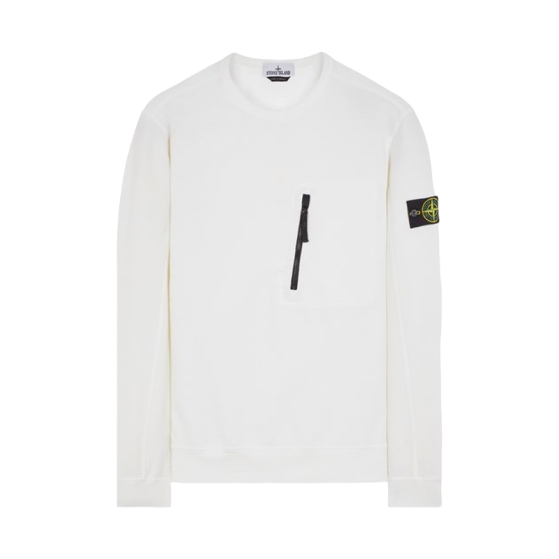 스톤 아일랜드 60352 스트레치 코튼 플리스 가먼트 다이드 스웨트셔츠 화이트 - 23SS(Stone Island 60352 Stretch Cotton Fleece Garment Dyed Sweatshirt White - 23SS) - 1