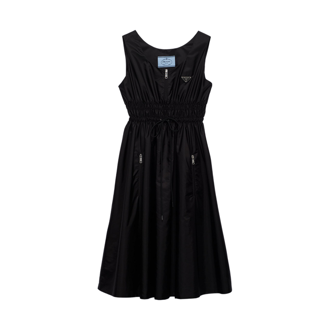 (W) 프라다 가벼운 리나일론 슬리브리스 드레스 블랙((W) Prada Light Re Nylon Sleeveless Dress Black) - 1