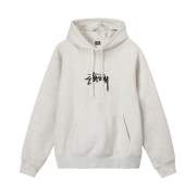 Stussy Stock Logo Applique Hoodie Ash Heather Black