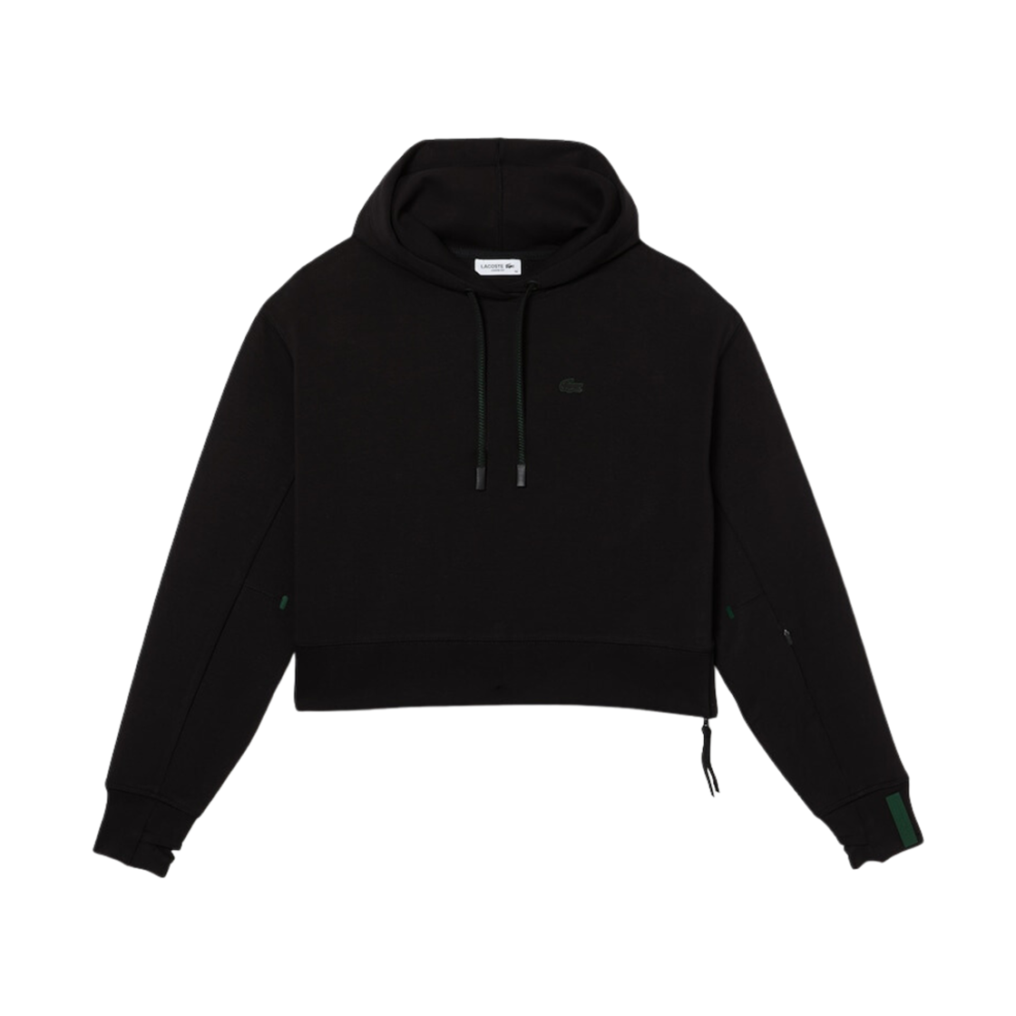 (W) 라코스테 더블 페이스드 후드 스웨트셔츠 블랙((W) Lacoste Double Faced Hoodie Sweatshirt Black) - 1