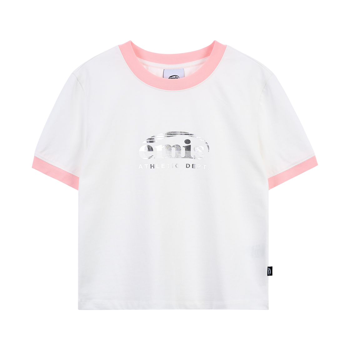 - (W) Emis Ringer Sporty T-Shirt White Pink