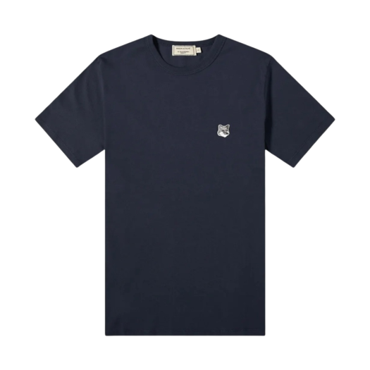 Maison Kitsune Grey Fox Head Patch Classic T-Shirt Navy