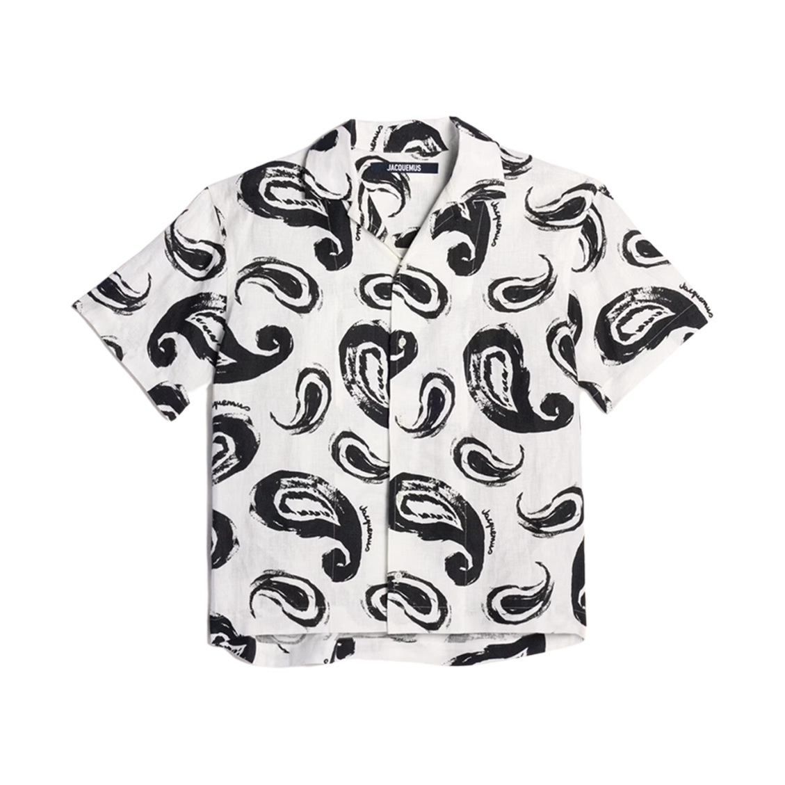 자크뮈스 라 슈미즈 진 페인티드 페이즐리 볼링 셔츠 프린트 화이트 블랙 페이즐리