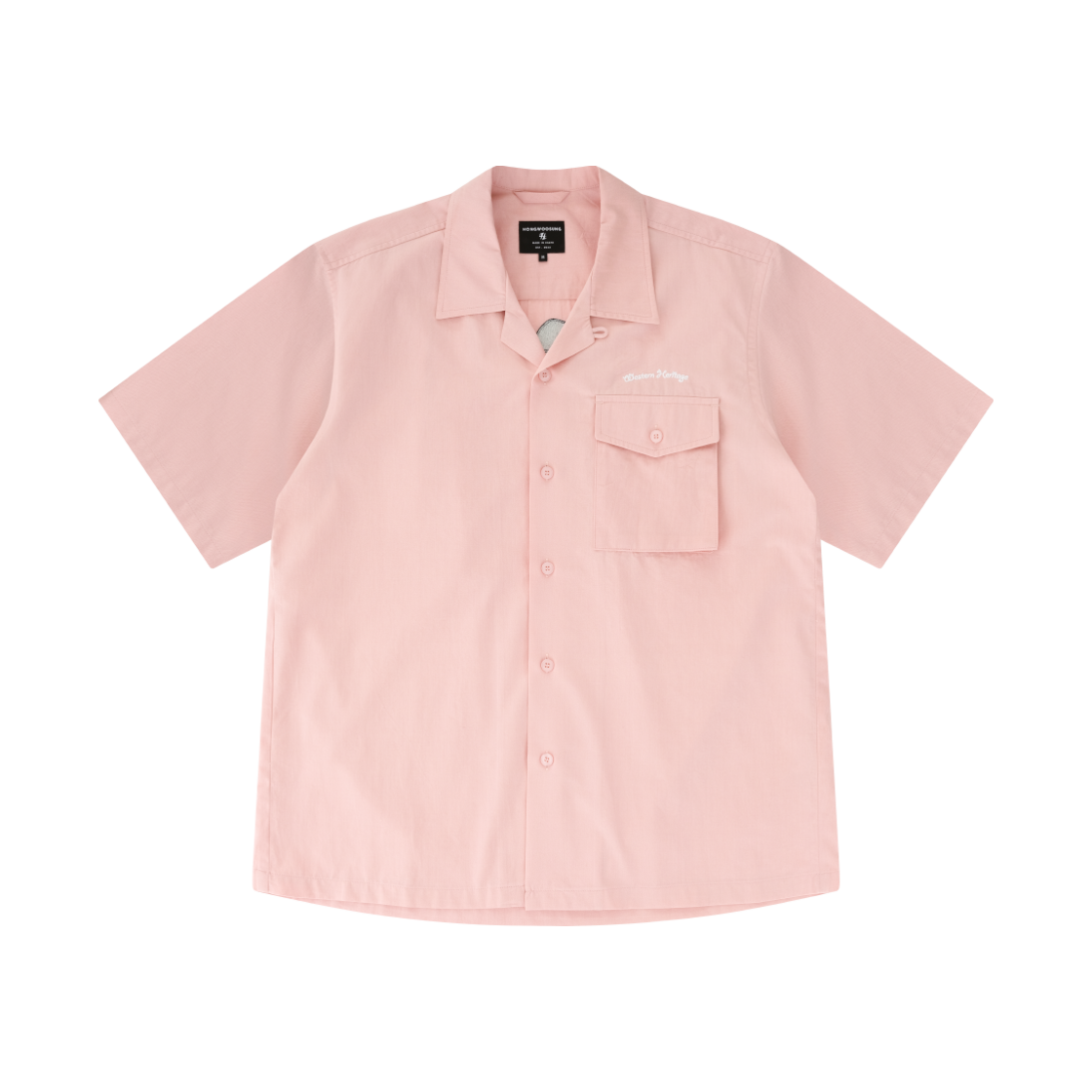 SS25SSH021PK Hongwoosung Embroidery Skull Open Collar Shirt Pink