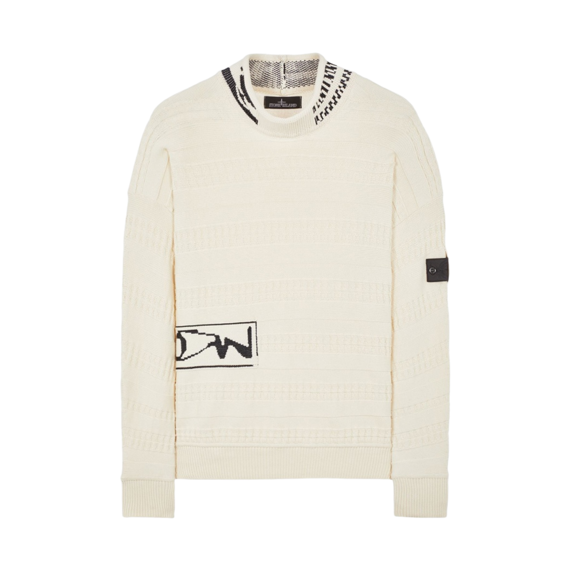스톤 아일랜드 쉐도우 프로젝트 5091T 페어 아일 아란 모크넥 니트 챕터 원 오프 화이트 - 22FW(Stone Island Shadow Project 5091T Fair Isle Aran Mock Neck Knit Chapter 1 Off White - 22FW) - 1