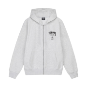 Stussy World Tour Zip Hoodie Ash Heather 2022